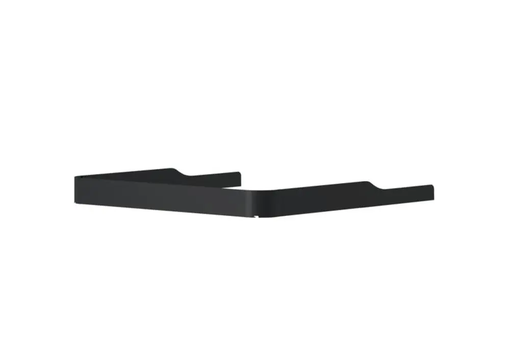 Schwarze Blende von Stiebel Eltron, die eine einfache, geradlinige Form hat. Sie besteht aus einem stabilen Material und hat an den Seiten Aussparungen.